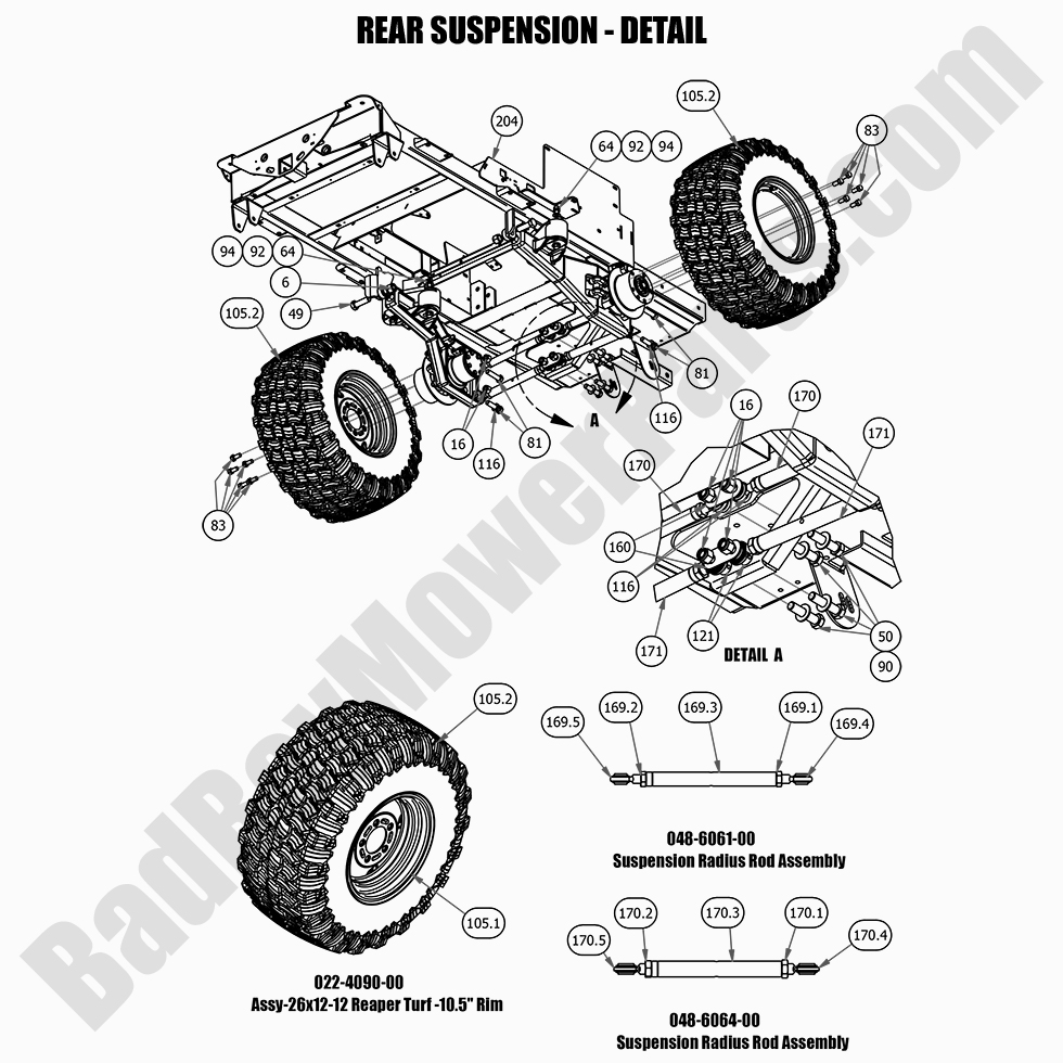 2630 - Bad Boy Mower Parts Lookup > 2021 > Renegade - Gas > Rear Suspension Detail